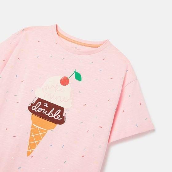 Joules Fun Days T-shirt in Ice Cream Pink