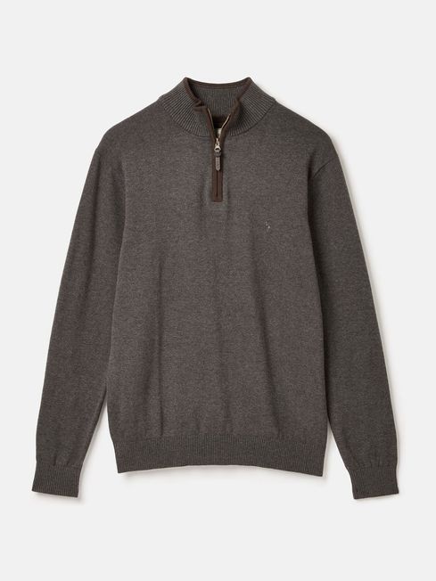 Joules Hillside Charcoal Quarter Zip Knit Jumper