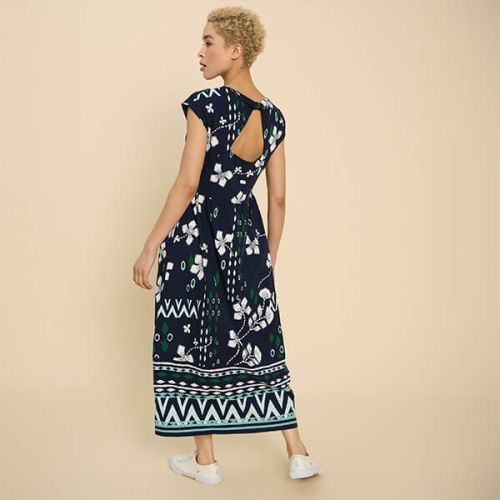 White Stuff Addison Jersey Dress in Navy Print