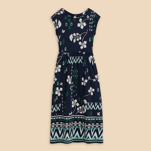 White Stuff Addison Jersey Dress in Navy Print