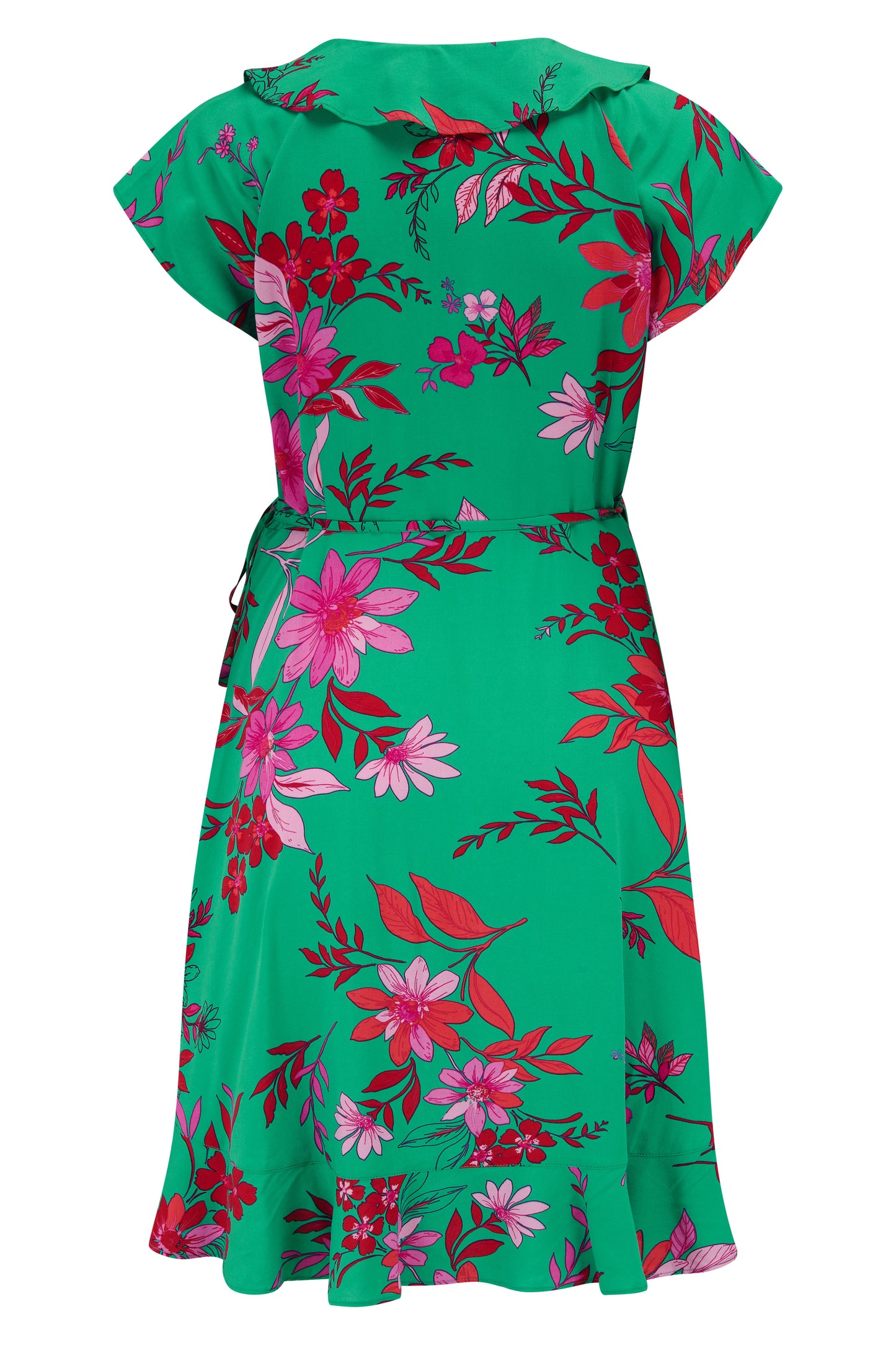 Pour Moi LENZING™ ECOVERO™ Viscose Frill Wrap Beach Dress - Green/Pink