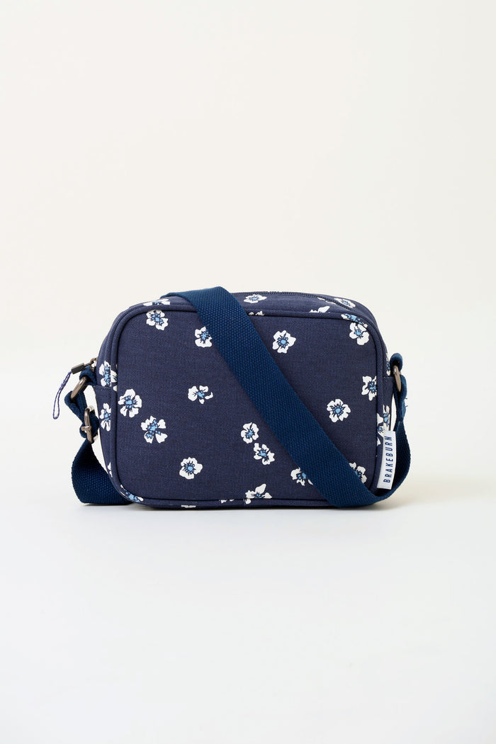 Brakeburn Navy Polka Floral Medium Camera Cross Body Bag