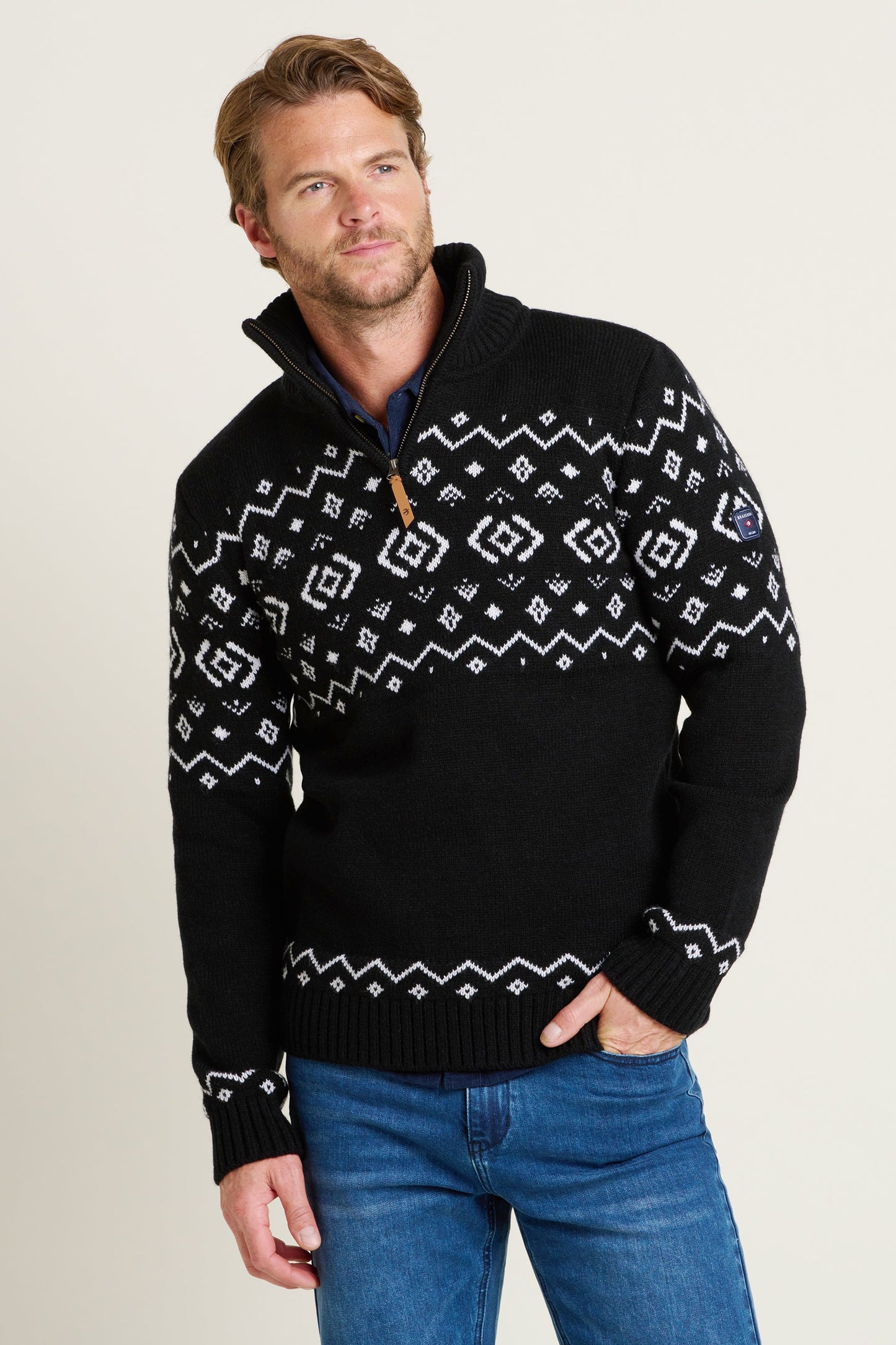 Brakeburn Fairisle Quarter Zip Jumper