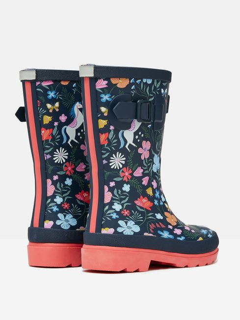 Joules Jnr Navy Blue Printed Wellies