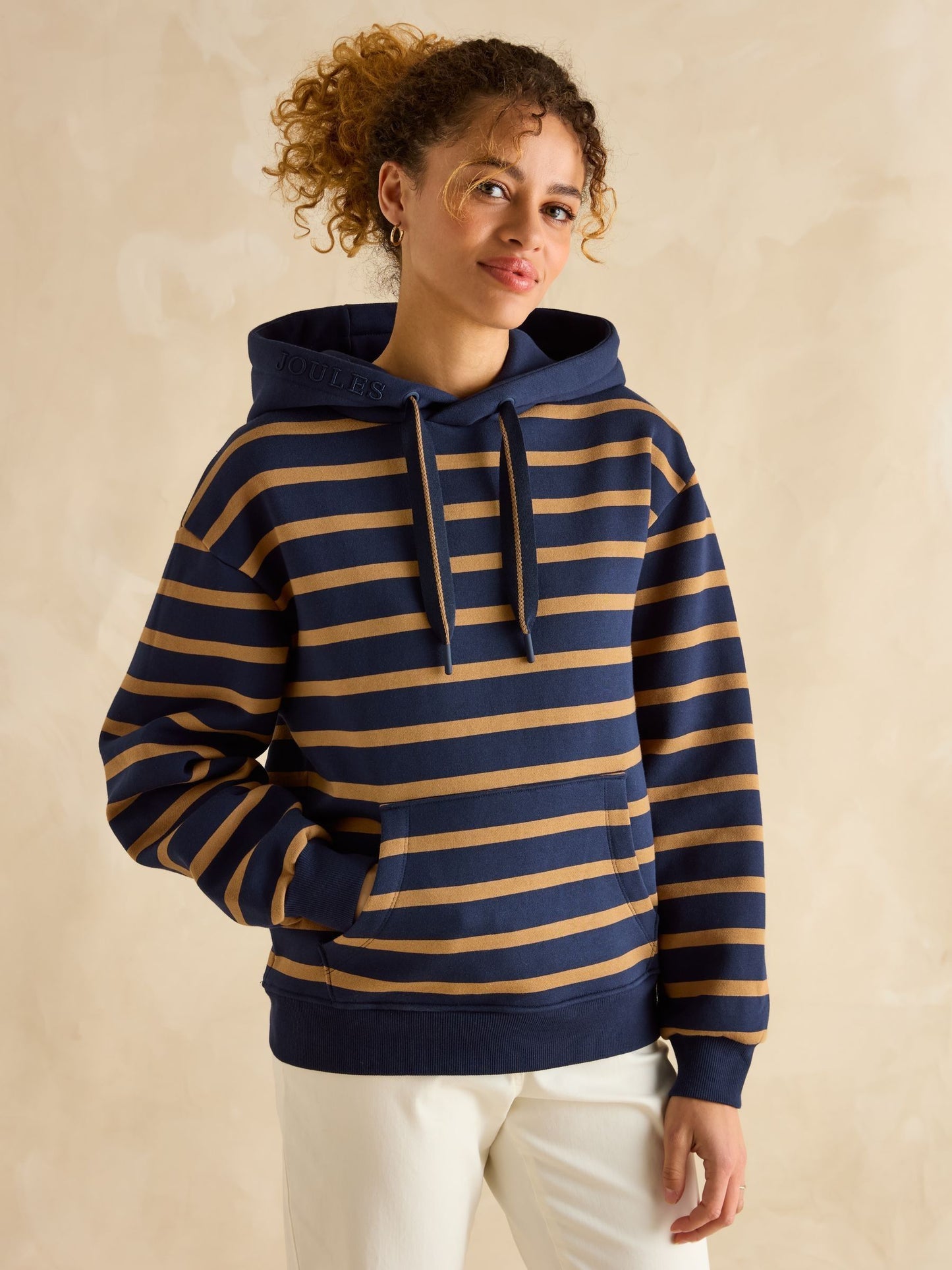 Joules Milbourne Navy Tan Stripe Hoodie