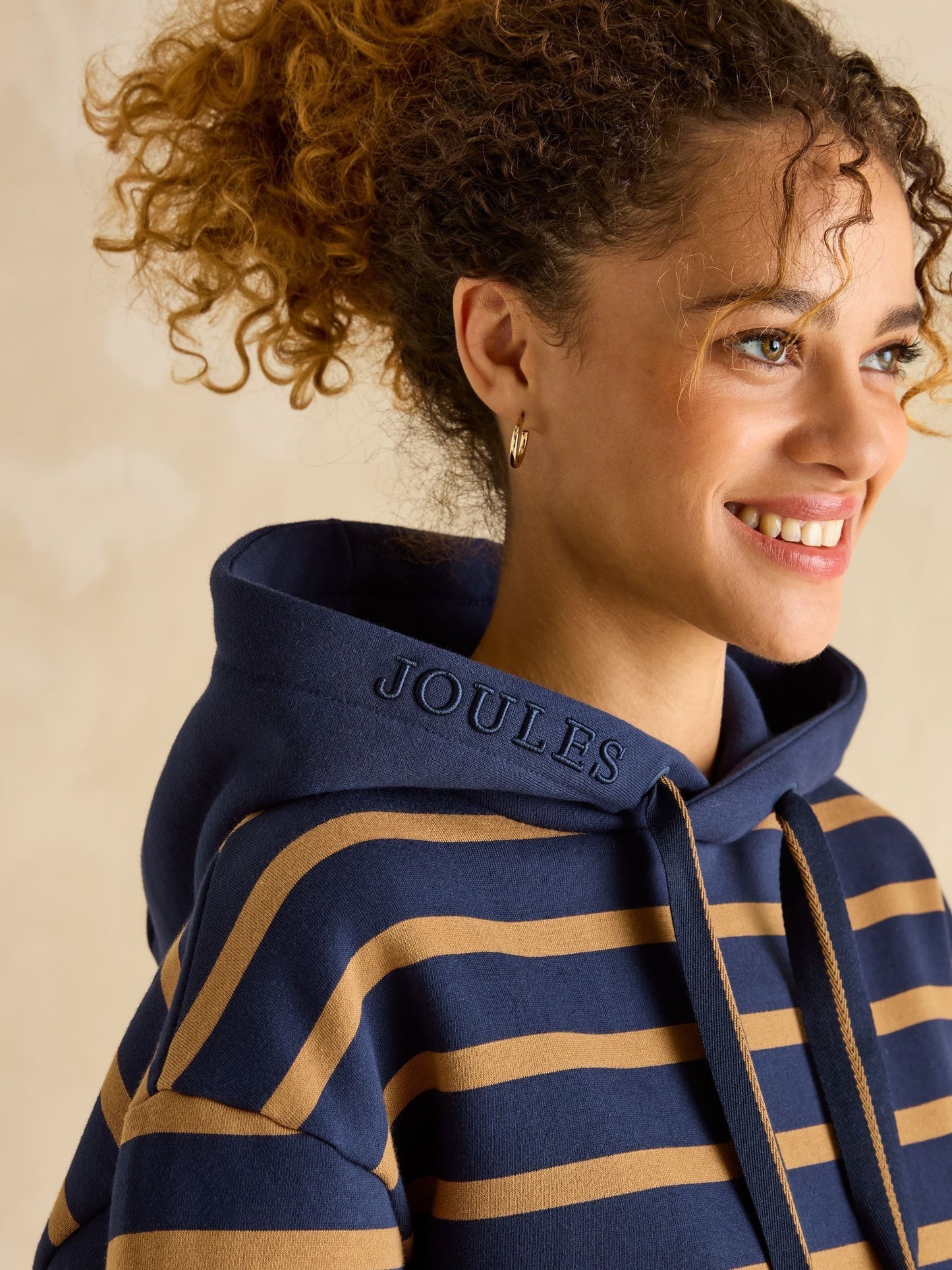 Joules Milbourne Navy Tan Stripe Hoodie