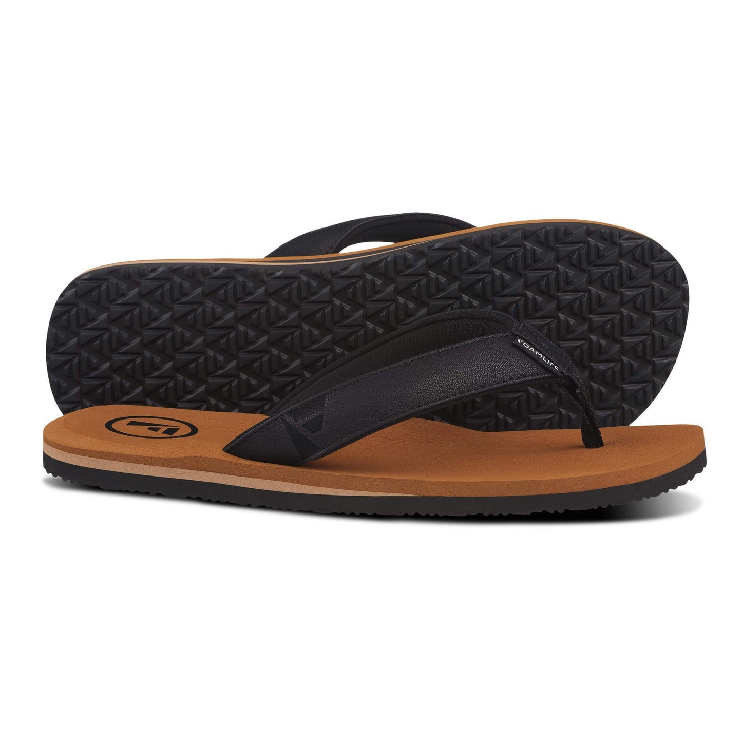 Foamlife SEALES - MENS FLIP FLOPS - TAN/BLACK