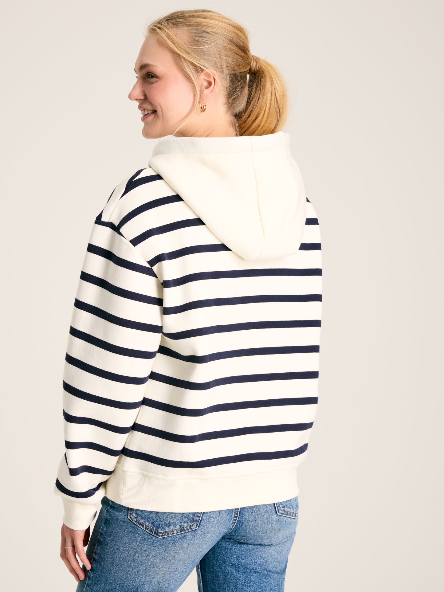 Joules Milbourne Navy and White Striped Hoodie