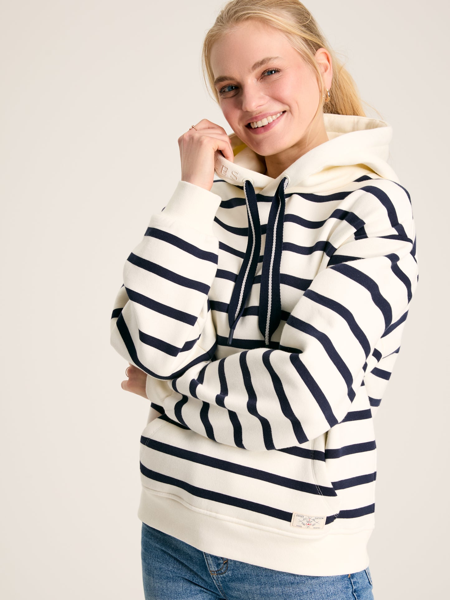 Joules Milbourne Navy and White Striped Hoodie