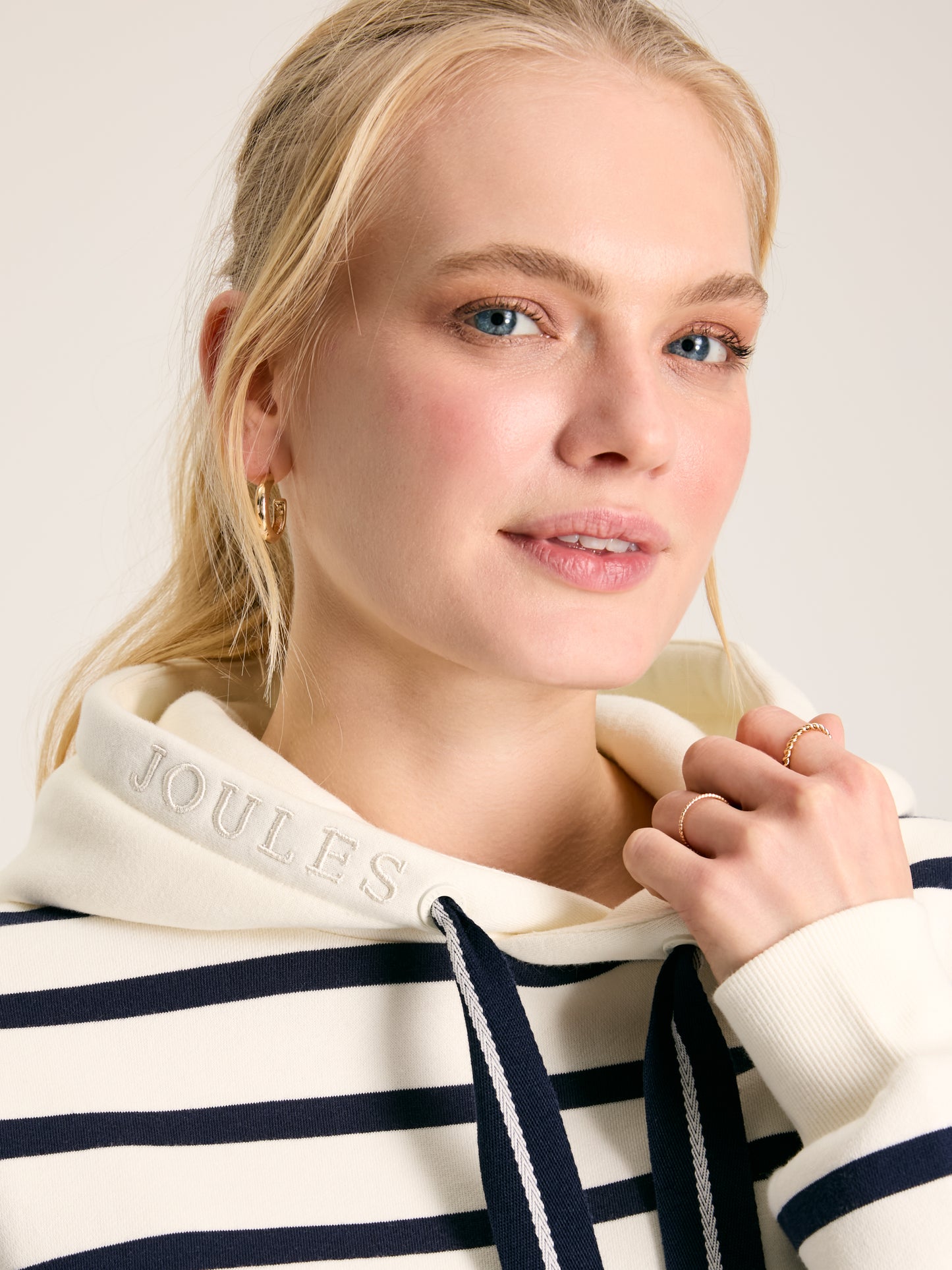 Joules Milbourne Navy and White Striped Hoodie