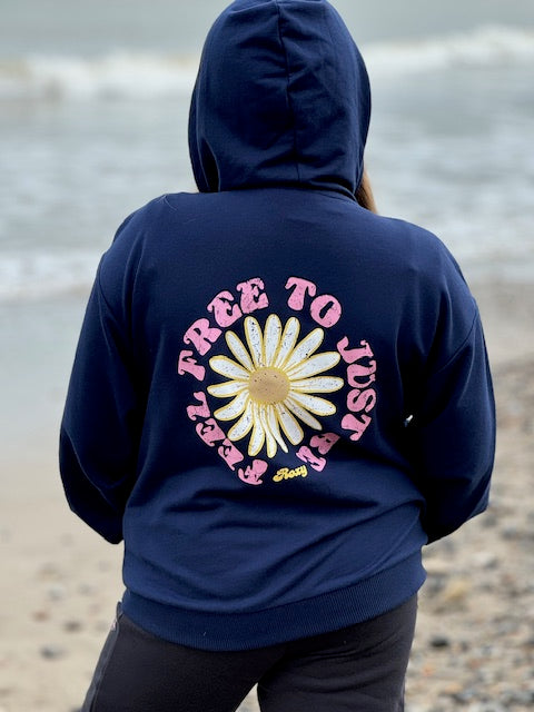 Roxy Down The Way Girls Full Zip Hoodie in Naval Academy