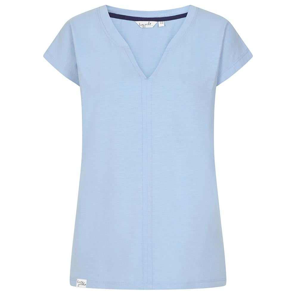 Lazy Jacks V Neck Top in Sky