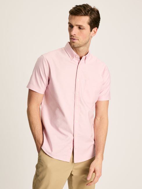 Joules Oxford Classic Fit Short Sleeve Shirt in Pink