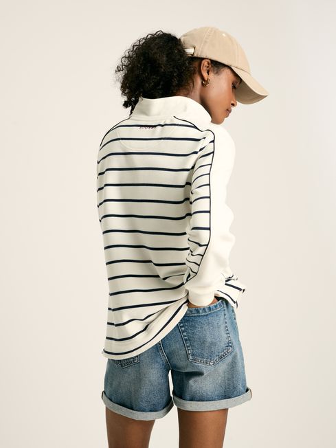 Joules Southwold Button Down Striped Sweatshirt in Navy