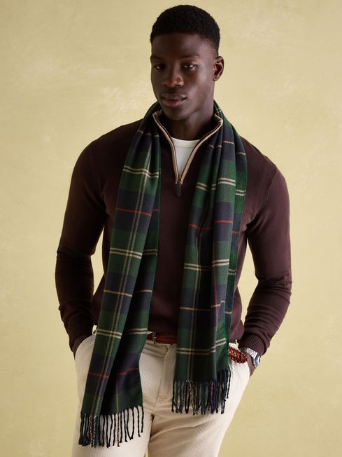 Joules Langtree Scarf in Green Check