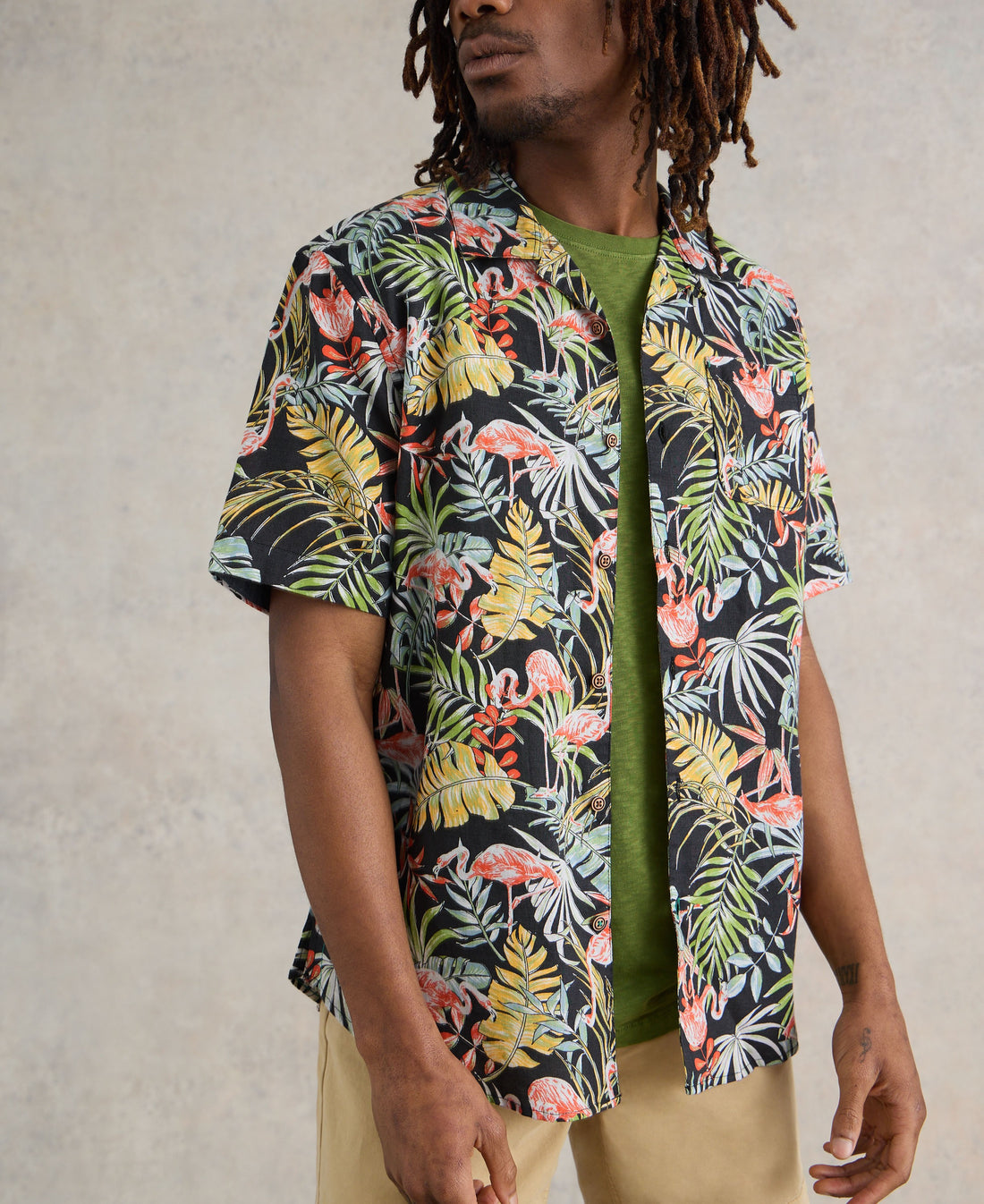 White Stuff Flamingo Printed Short Sleeve Shirt