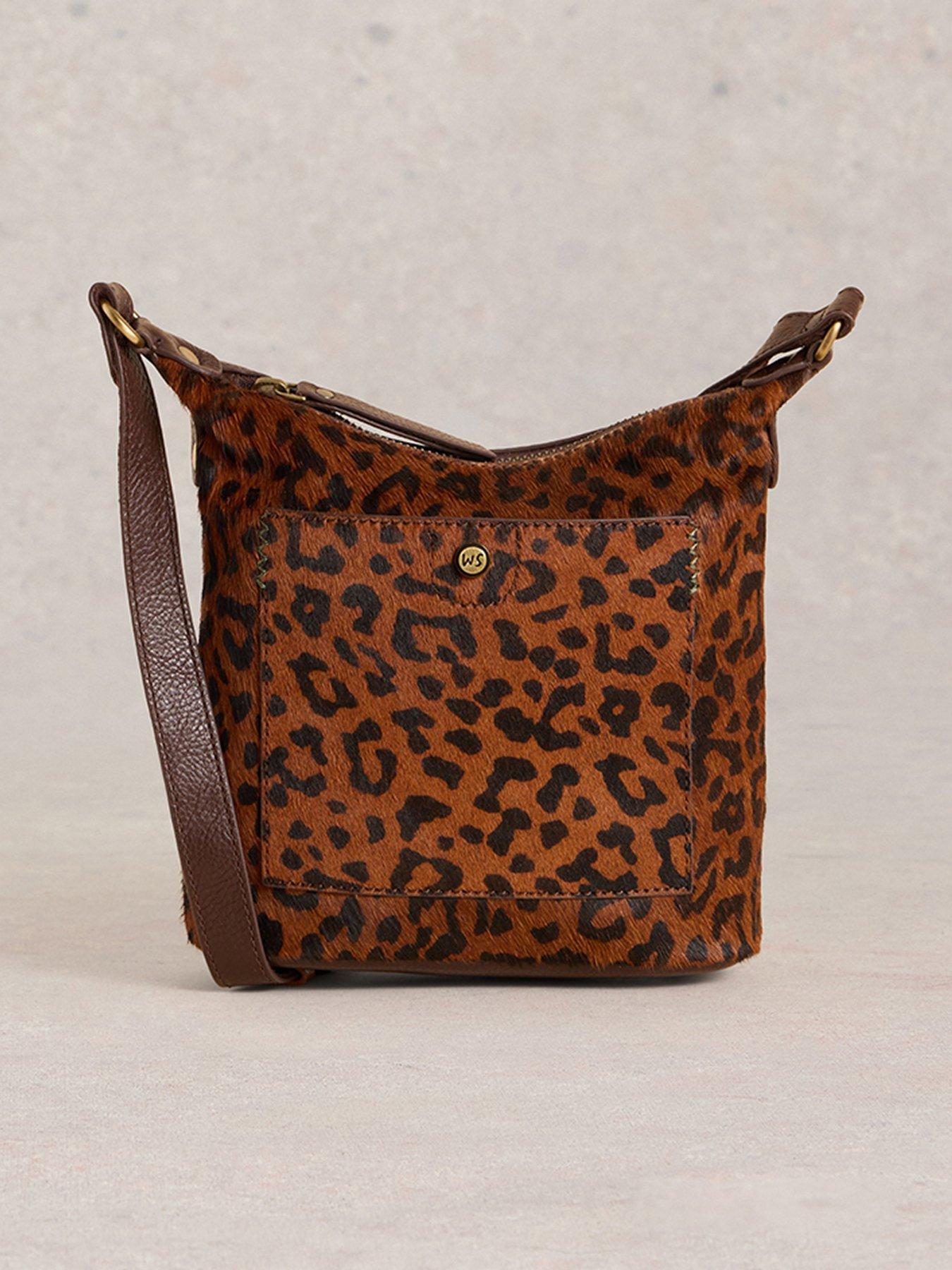 White Stuff Mini Fern Leather Crossbody in Leopard