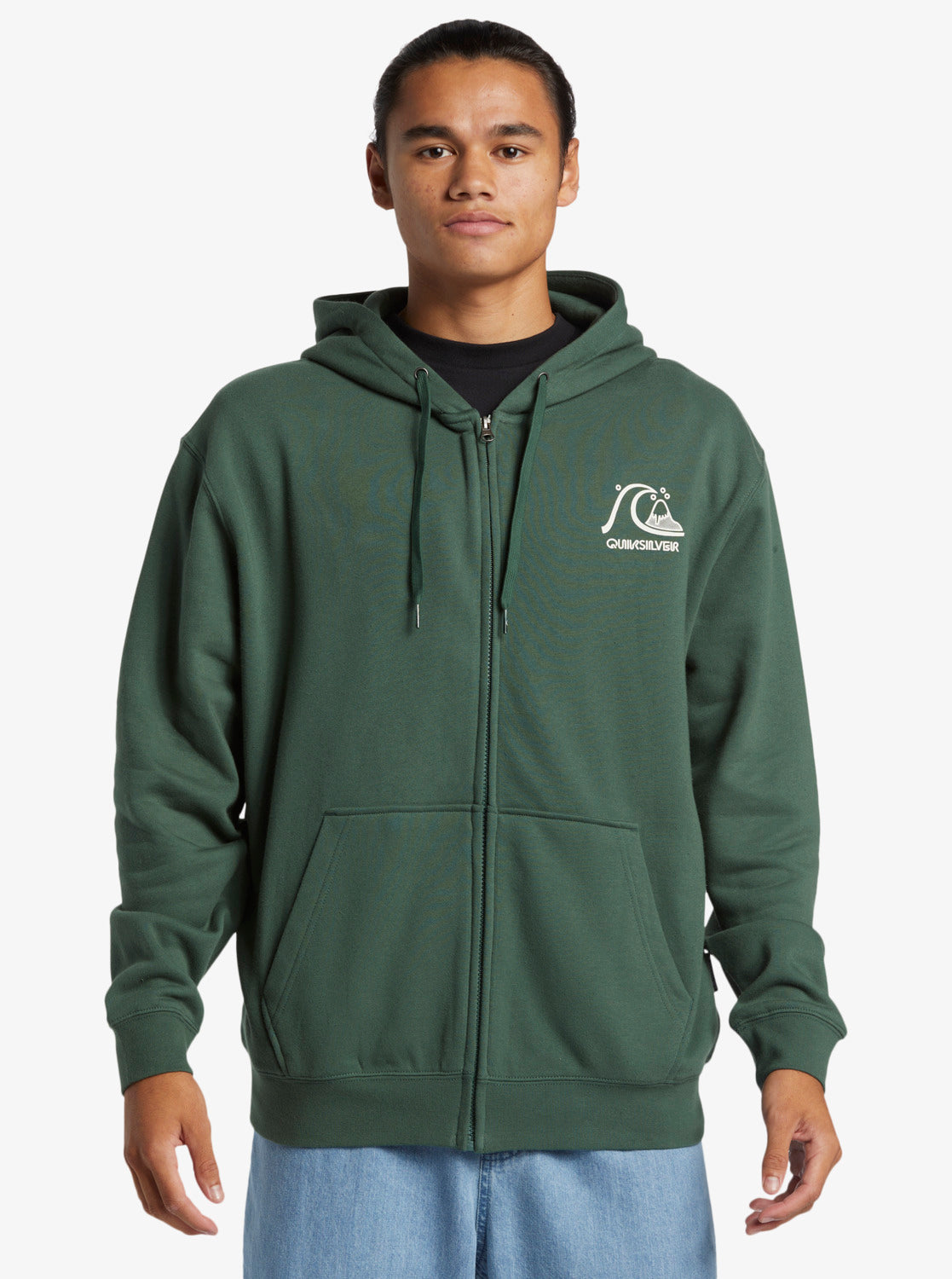 Quksilver Graphic Zip Up Hoodie in Forest