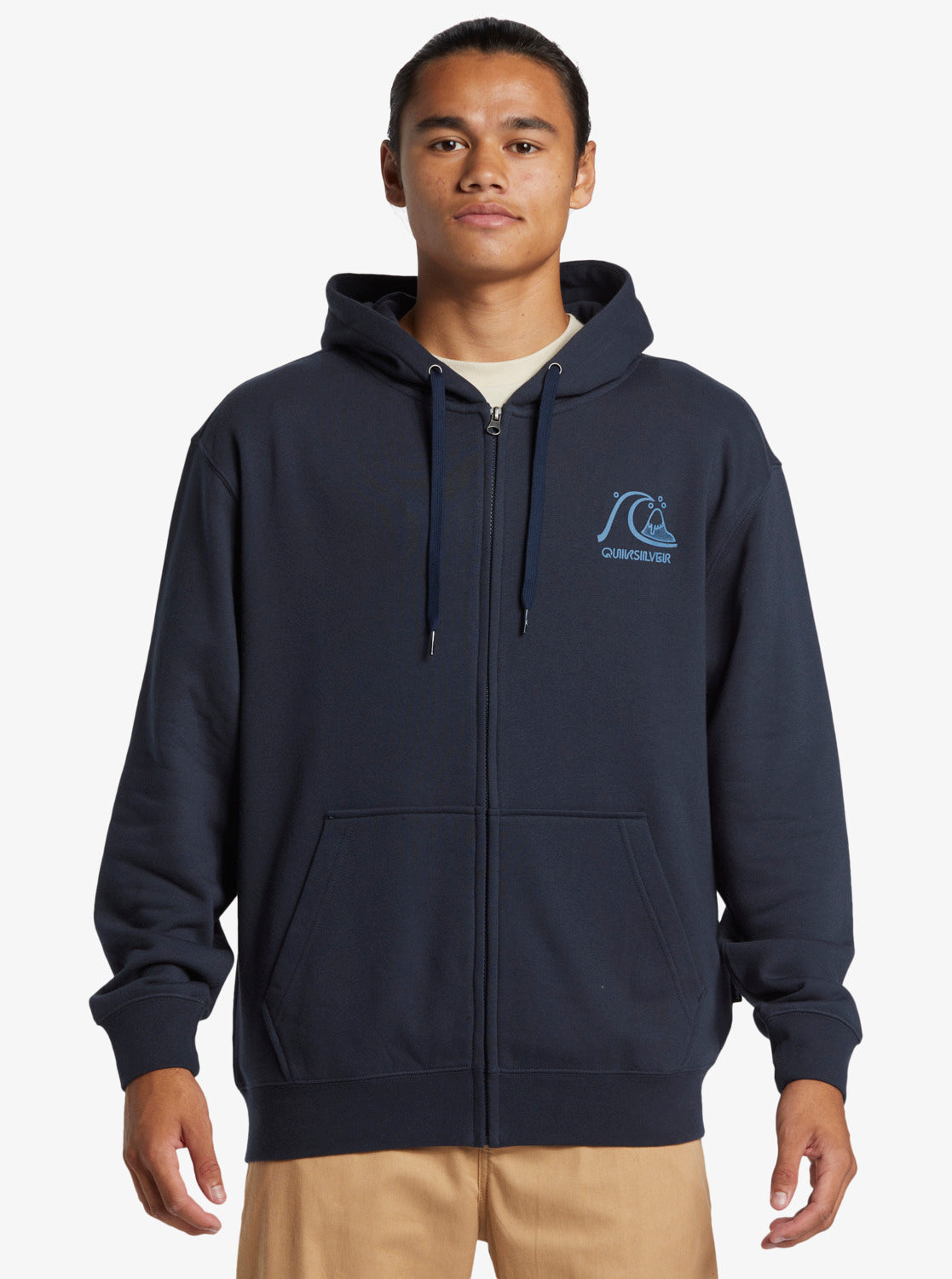 Quksilver Graphic Zip Up Hoodie in Dark Navy