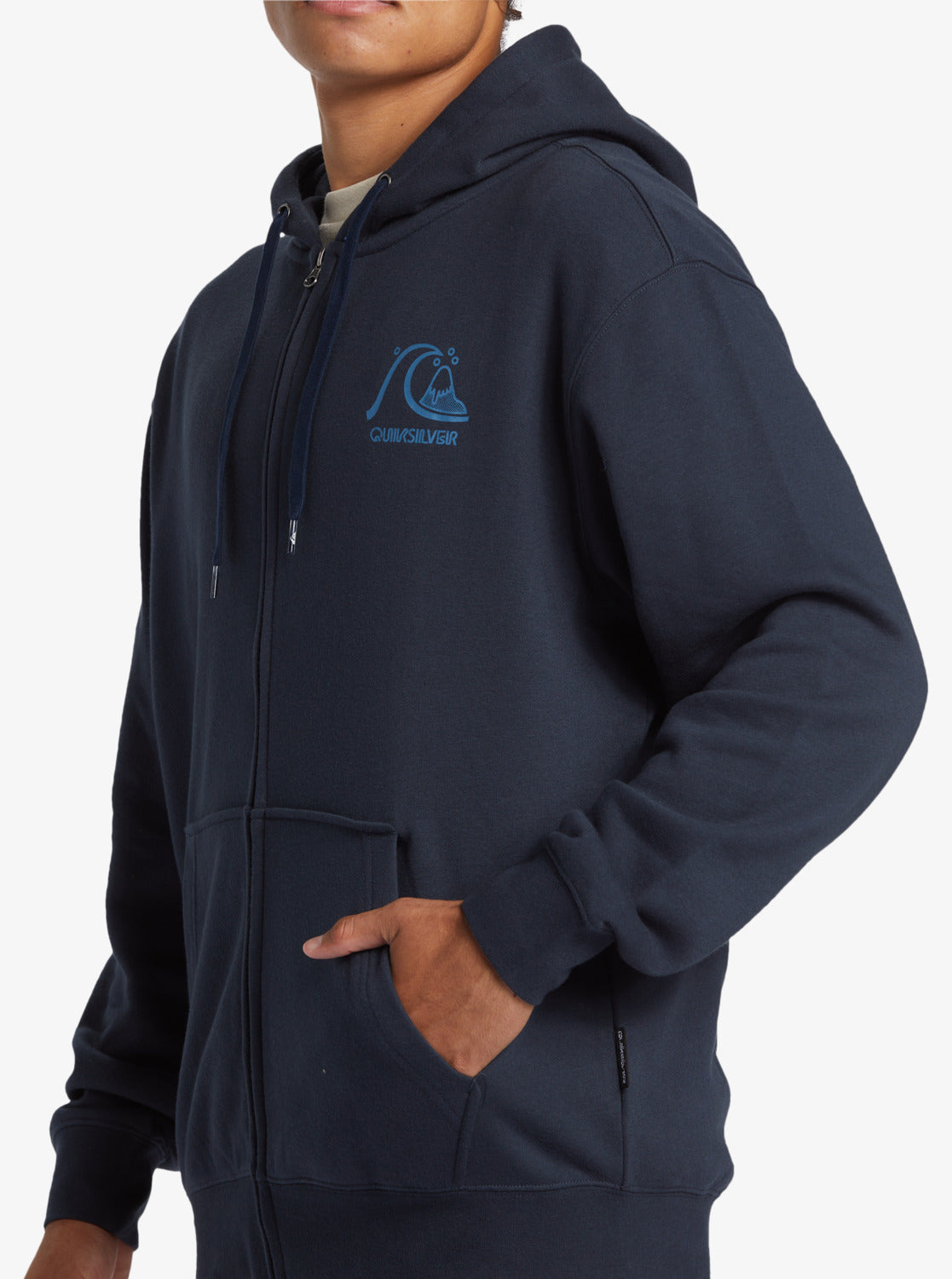 Quksilver Graphic Zip Up Hoodie in Dark Navy