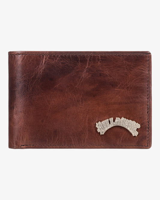 Billabong Arch Leather Tri Fold Wallet in Chocolate