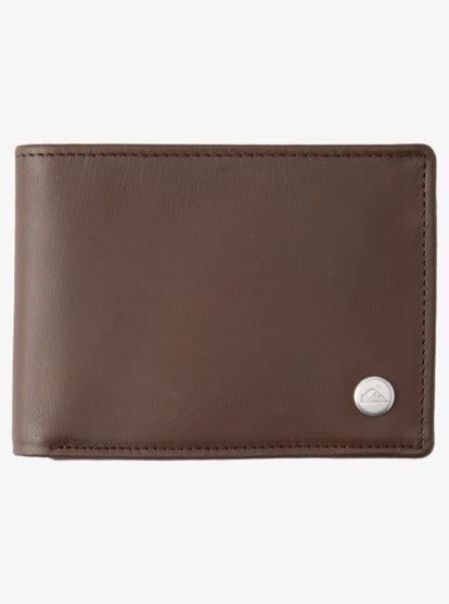 Quiksilver Mac Tri Fold Leather Wallet in Chocolate Brown