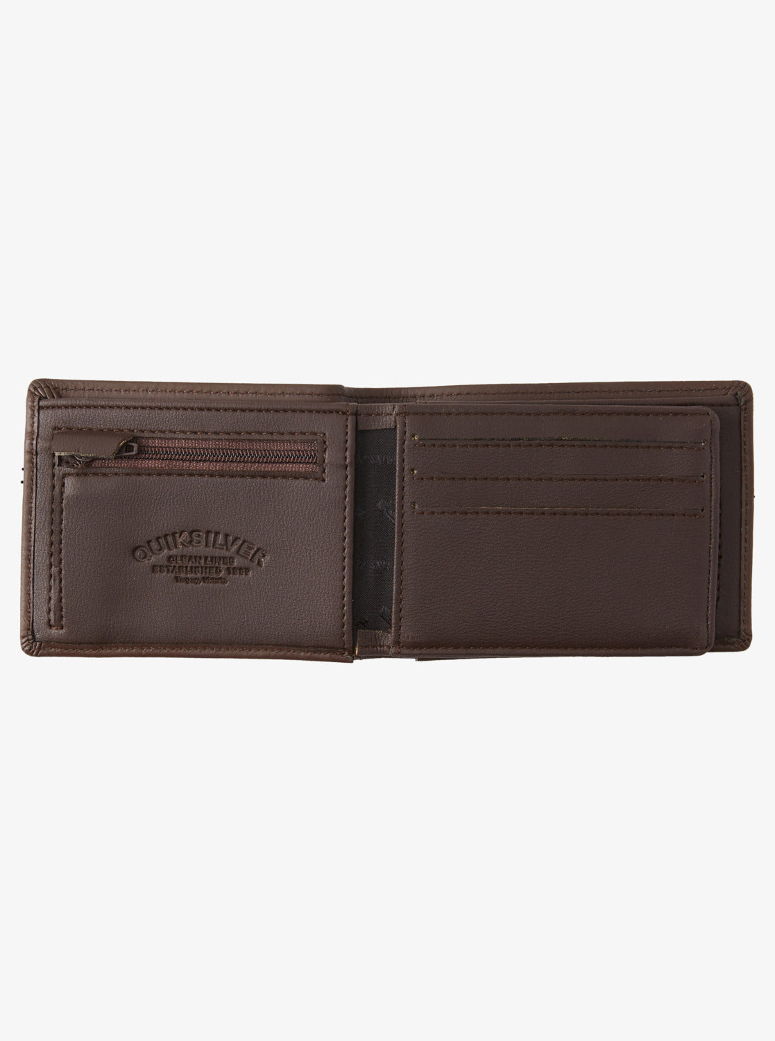 Quiksilver Mac Tri Fold Leather Wallet in Chocolate Brown