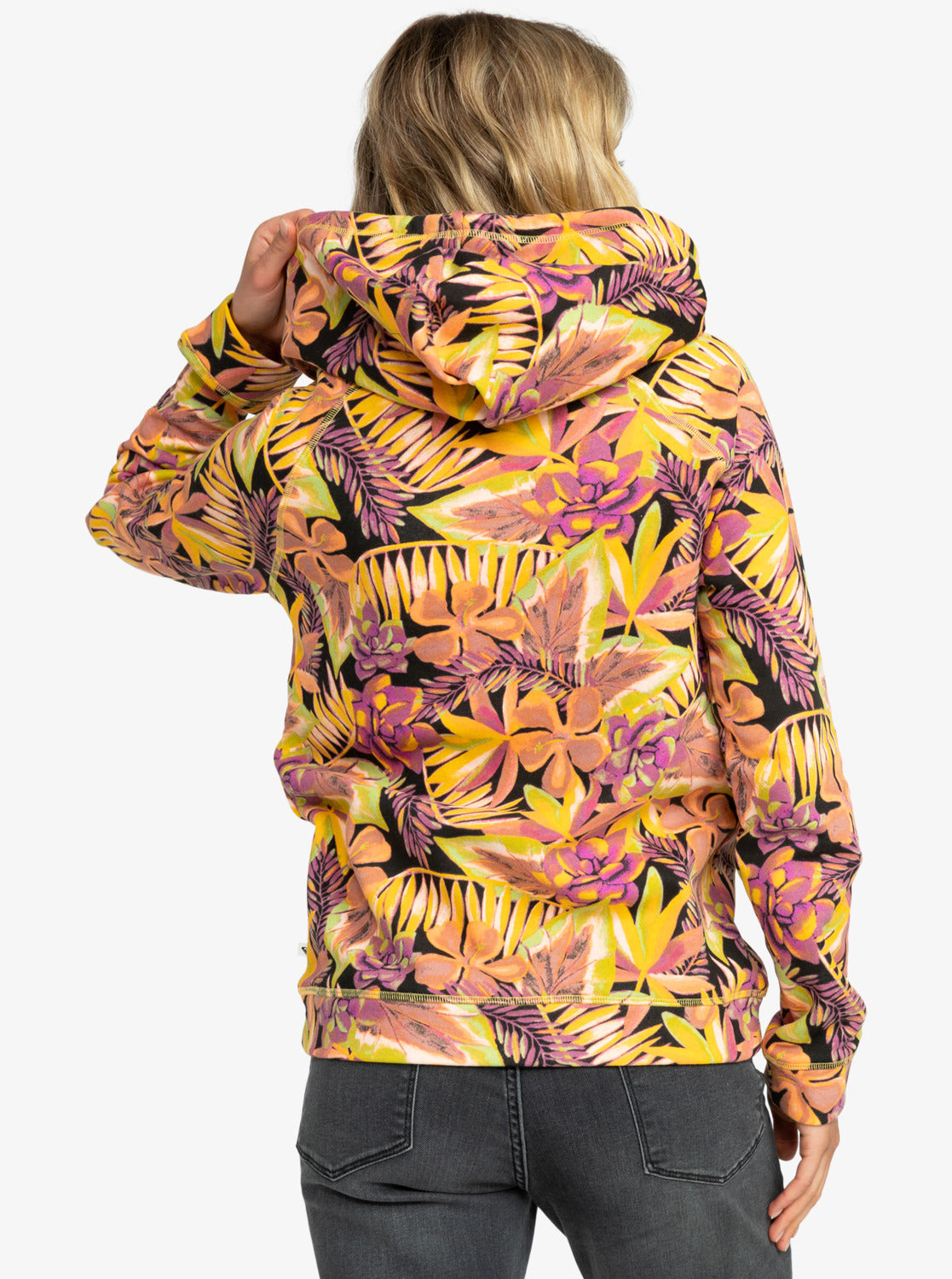 Roxy Deep Dive Zip Up Hoodie in Anthracite Hot Tropics