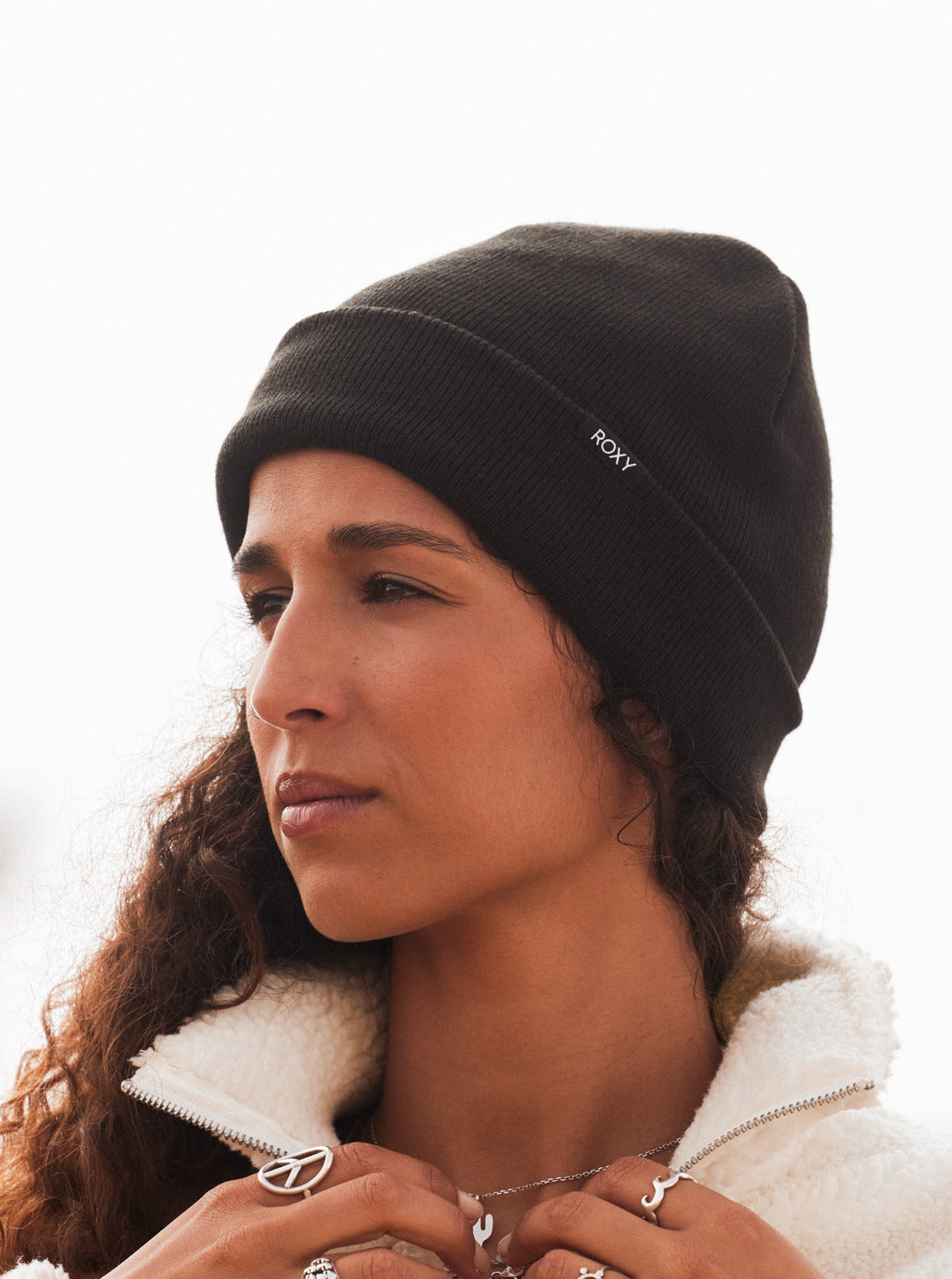 Roxy Tropical Snow Cuff Beanie in Anthracite