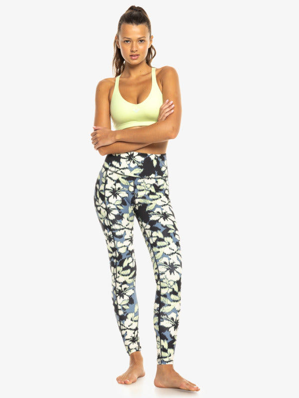 Roxy Heart Into It Ankle Sport Leggings in Wild Wind Hibiscus Mirage