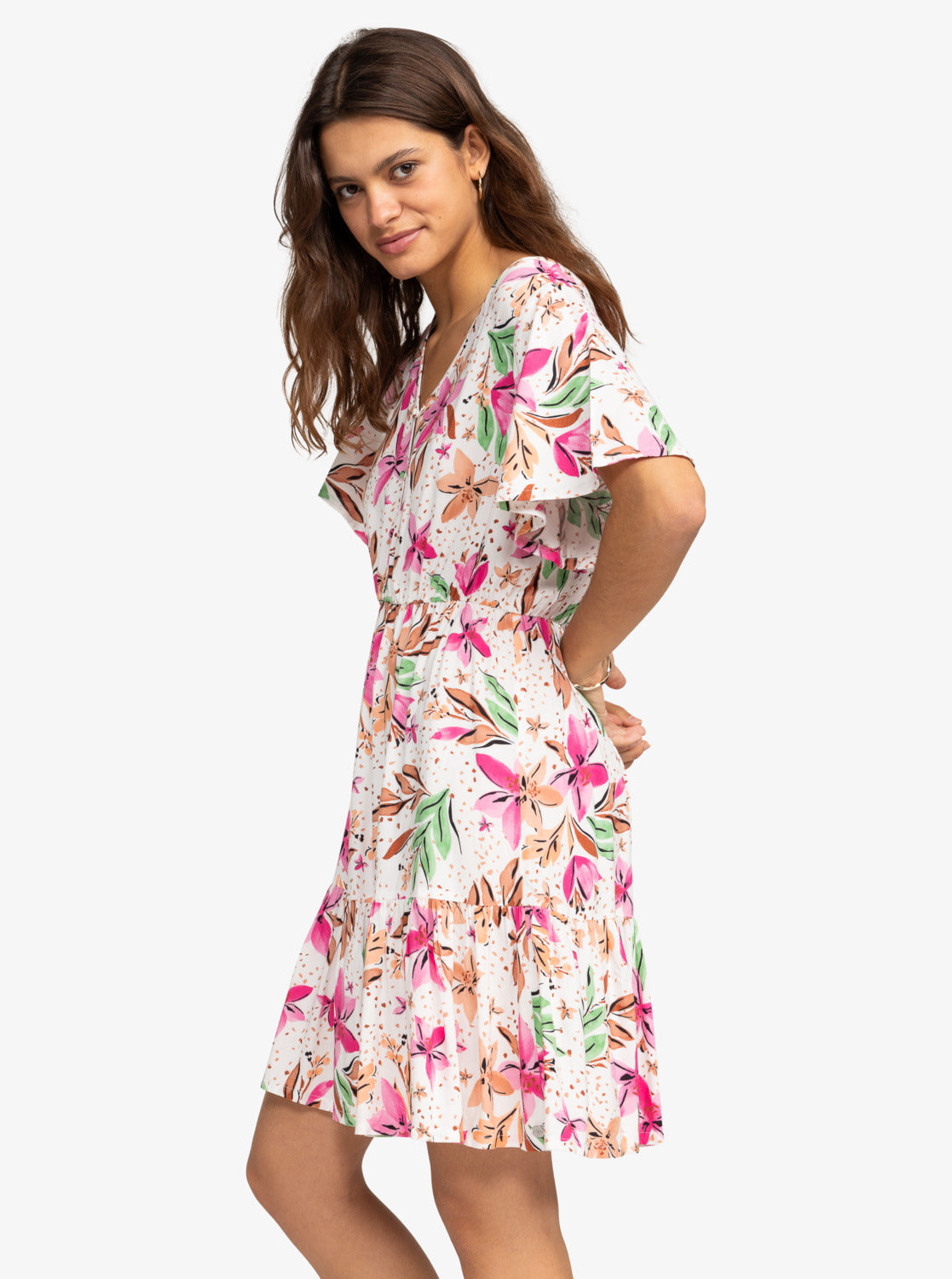 Roxy Sea Symphony Midi Dress in Snow White Happy Tropical