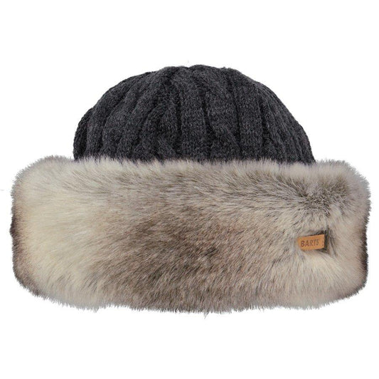 Barts Fur Cable Bandhat in Heather Brown