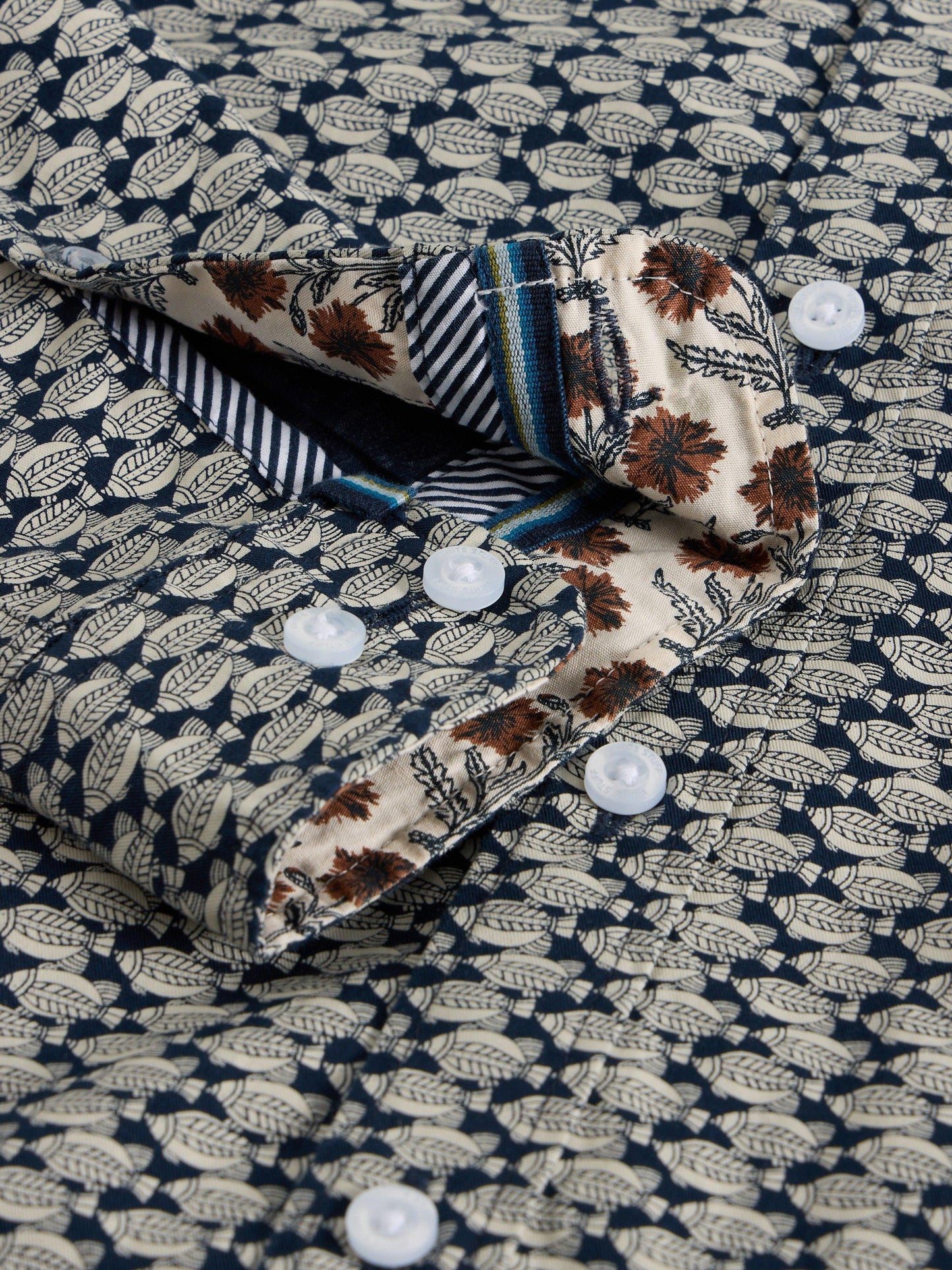 White Stuff Fish Printed Shirt in Navy Multi