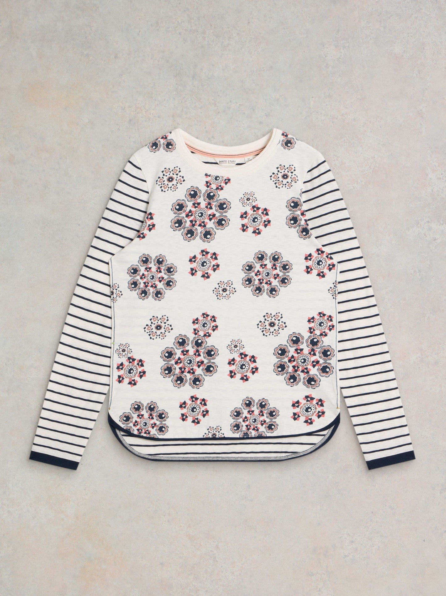 White Stuff Clara Long Sleeved Tee in Natural Print