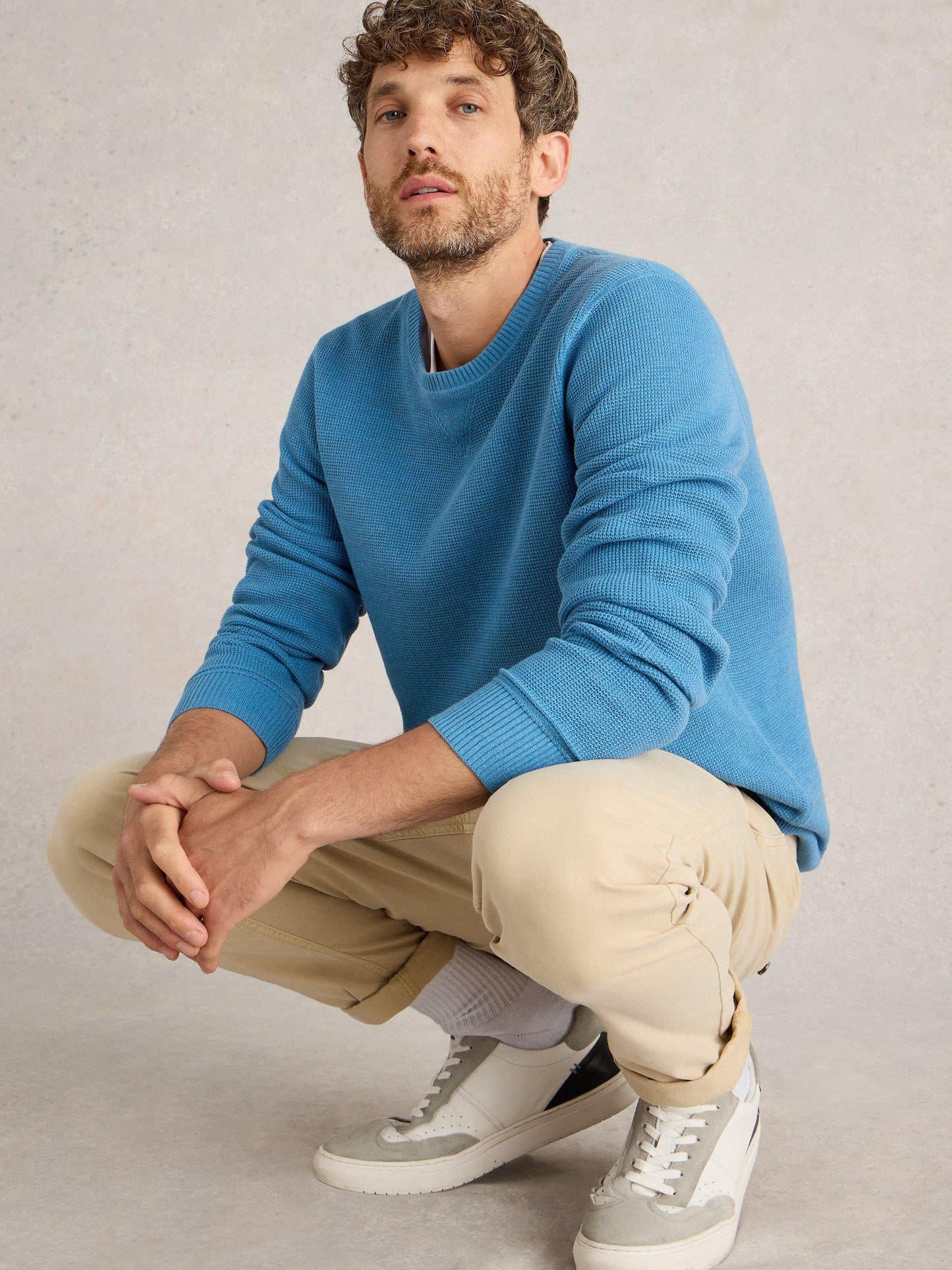 White Stuff Attadale Crew Neck Jumper in Light Blue