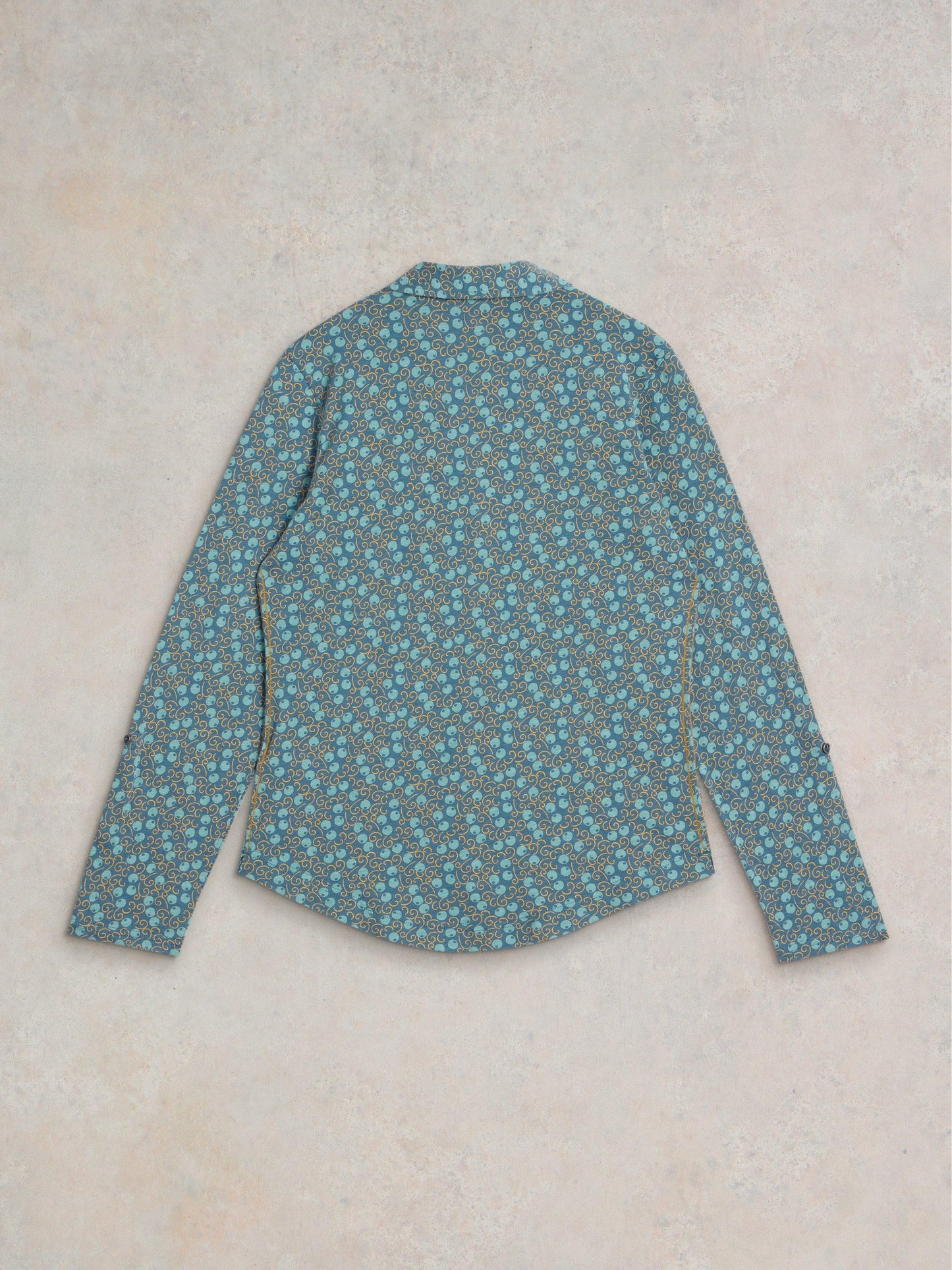 White Stuff Annie Jersey Shirt in Teal Print