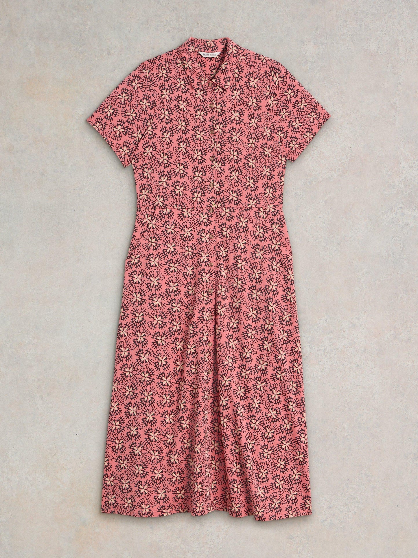 White Stuff Rua Jersey Dress in Pink Print