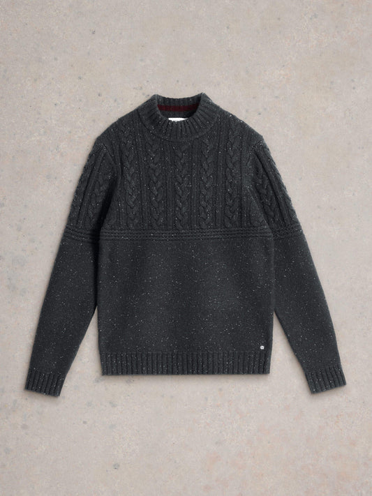 White Stuff Berkley Crew Neck Jumper in Charcoal Grey