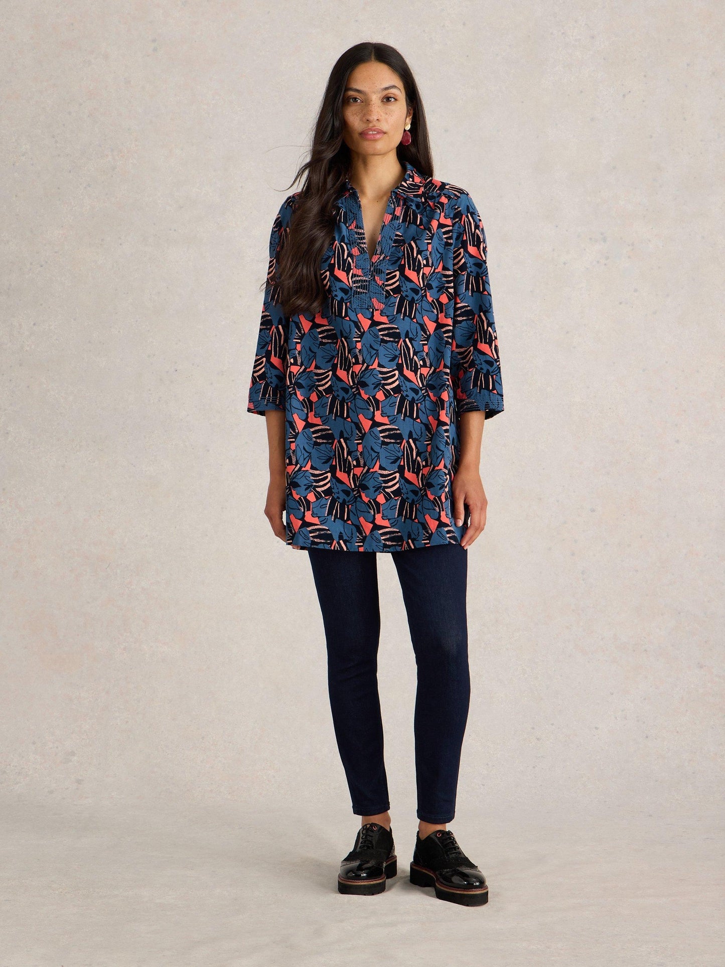 White Stuff Blaire Cord Tunic in Navy Print