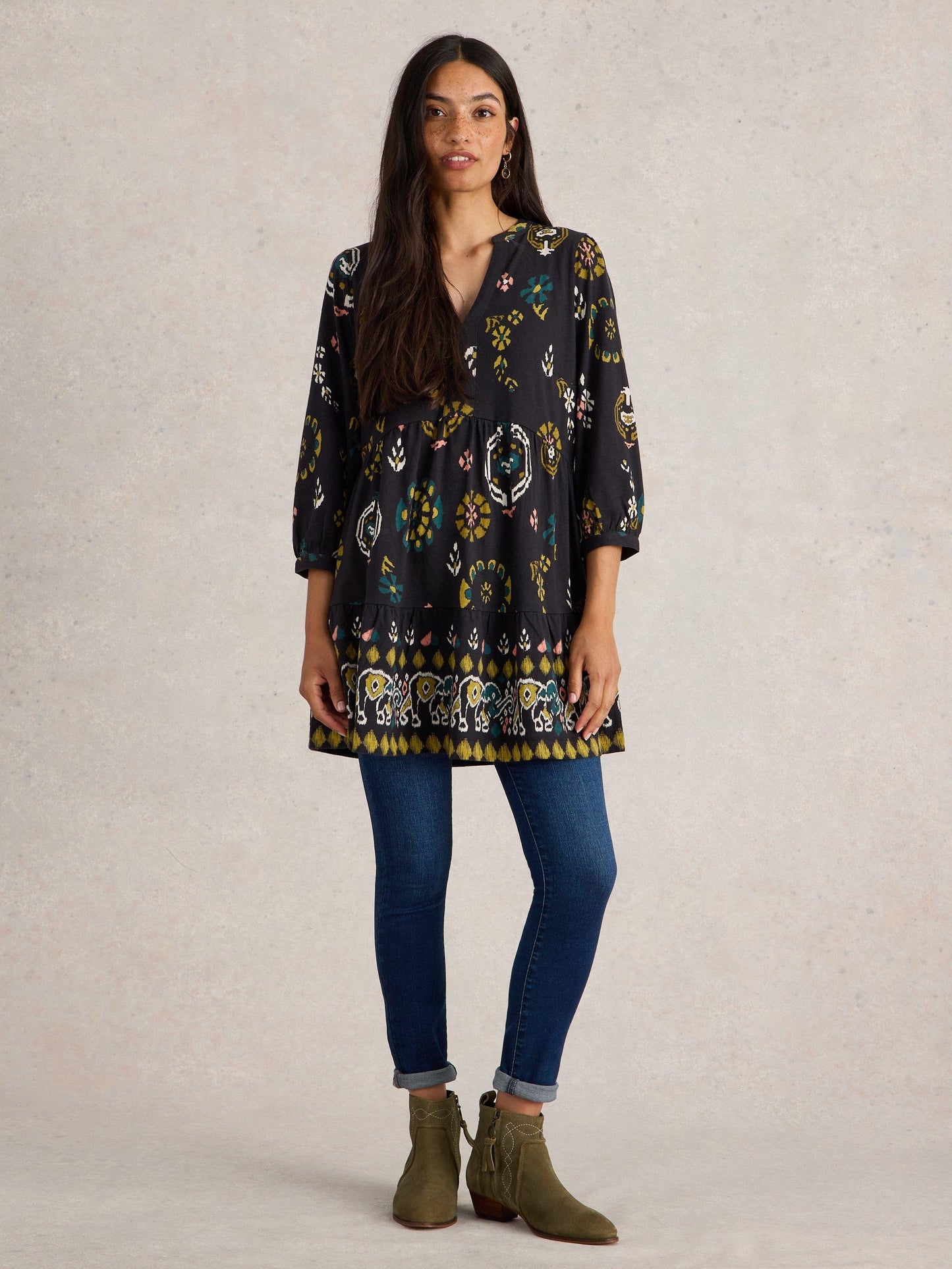 White Stuff Marta Tunic in Black Print