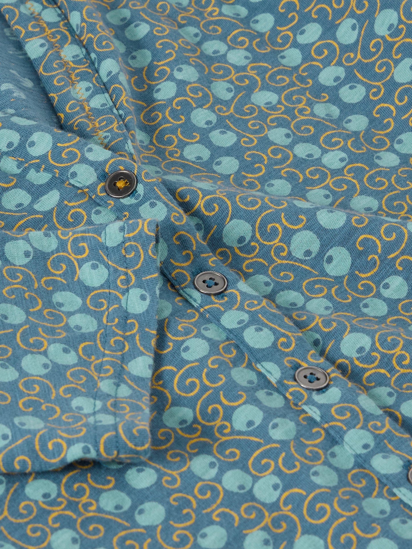 White Stuff Annie Jersey Shirt in Teal Print