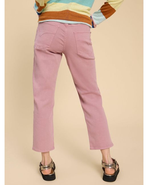 White Stuff Blake Straight Cropped Jeans in Dusky Pink