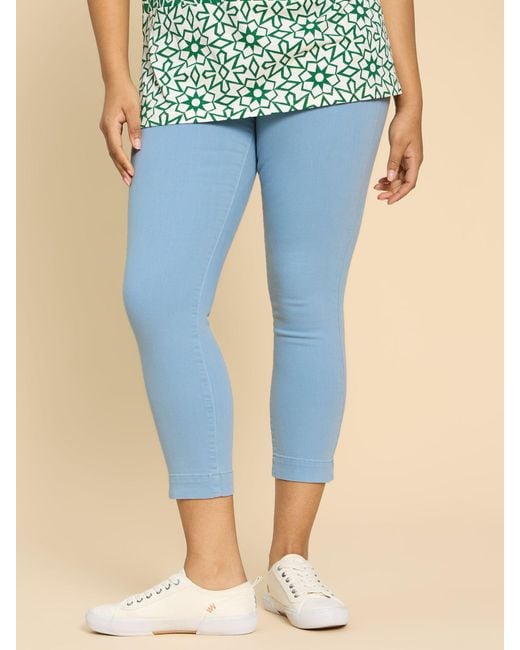 White Stuff Janey Cropped Jeggings in Mid Blue