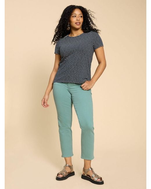 White Stuff Blake Straight Cropped Jeans in Mid Teal
