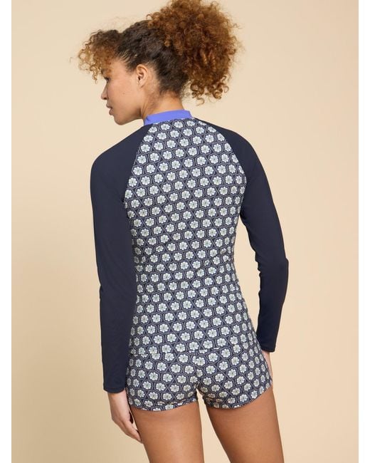 White Stuff Bay Rash Vest in Navy Print