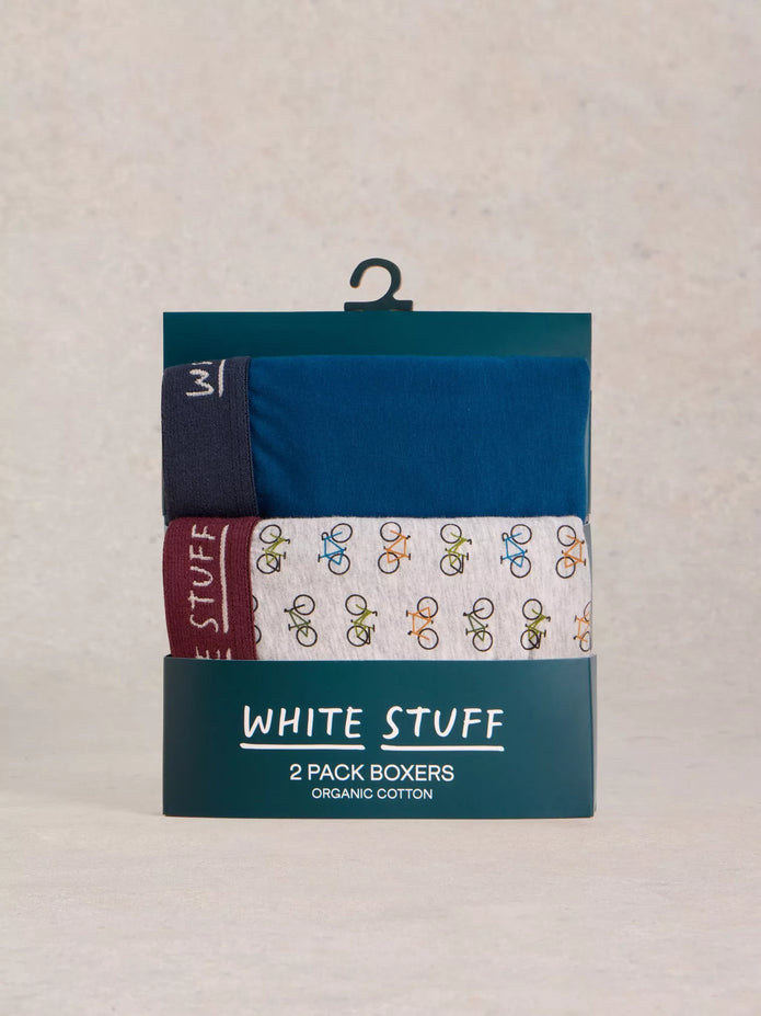 White stuff 2 Pack Boxer in Teal Print