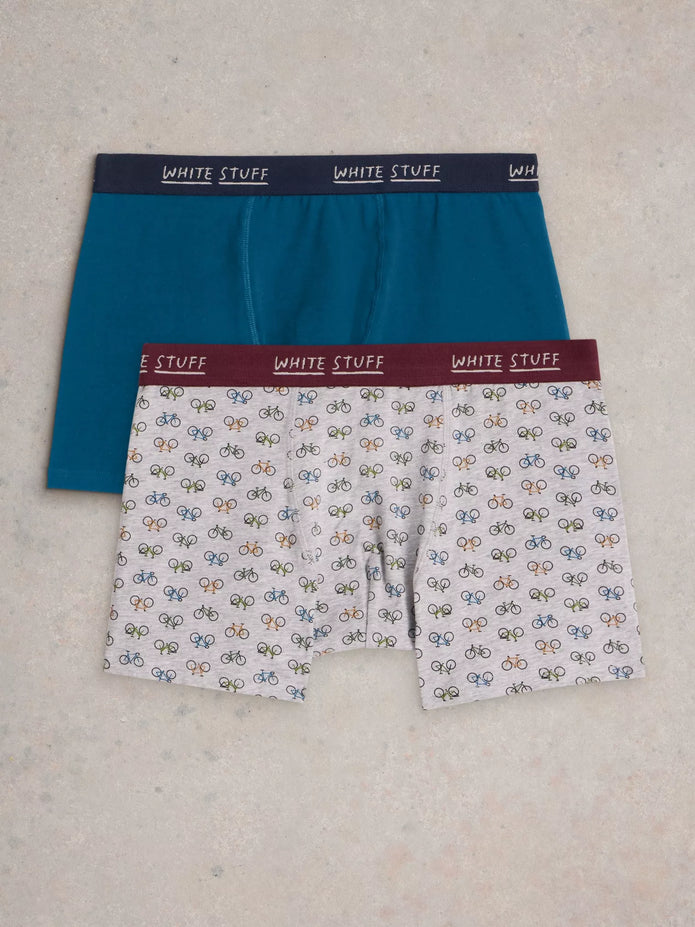 White stuff 2 Pack Boxer in Teal Print