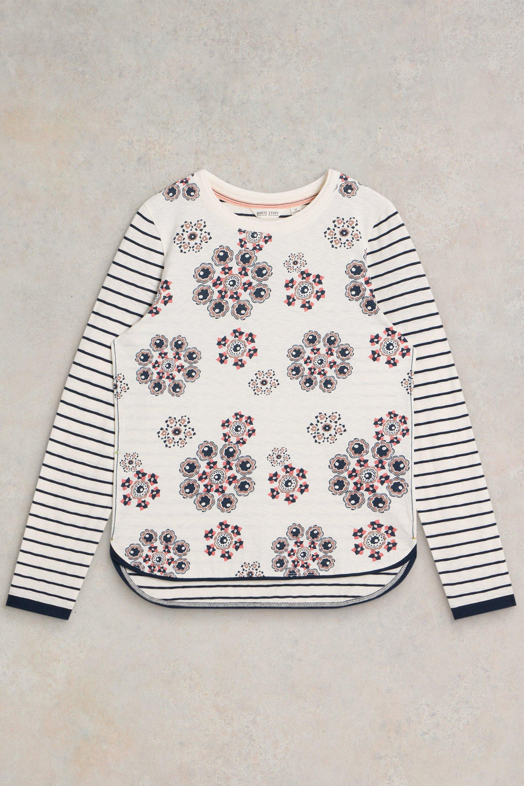 White Stuff Clara Long Sleeve Tee in Natural Print