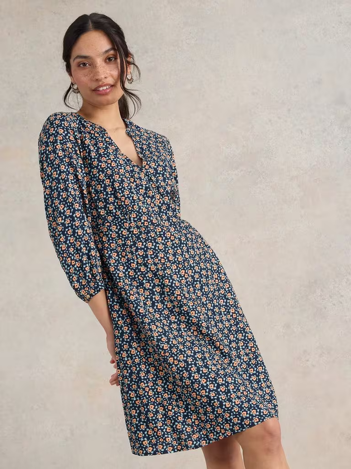 White Stuff Frances Dress in Navy Print