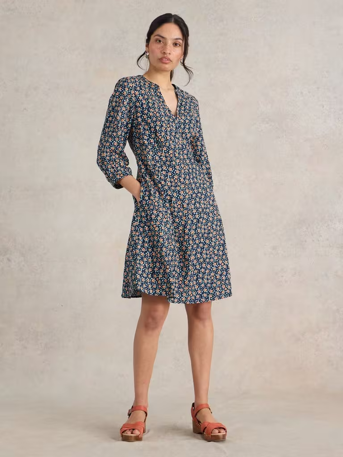 White Stuff Frances Dress in Navy Print